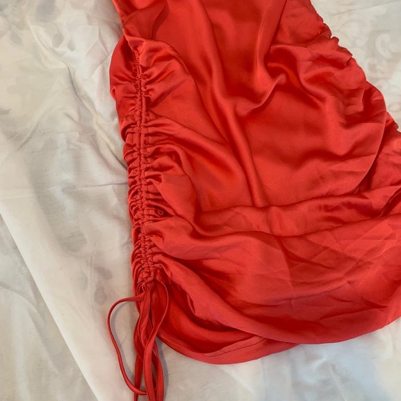 Lulu's Coral Spaghetti Strap Dress with Side Ruching Size S - Picture 4 of 13